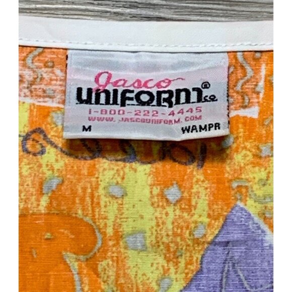 Jasco Uniform Womens Size M V-Neck Scrub Top Vibrant Holiday Geometric French - Picture 9 of 16